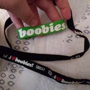 Keep a breast i love boobies braclet lanyard